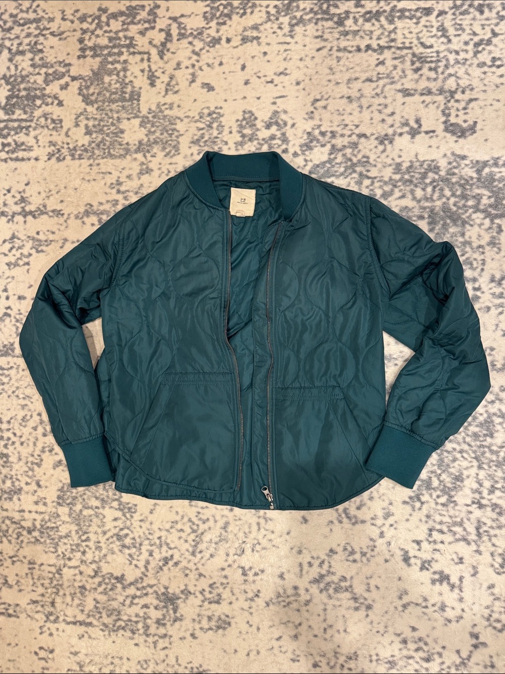 Thread & Supply Dark Teal Quilted Bomber Jacket